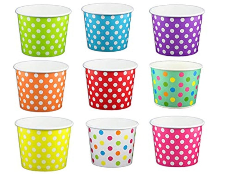 Worlds Paper Ice Cream Cups Polka Dot Paper Yogurt Cups 12OZ Mix 50 pack - Image 1